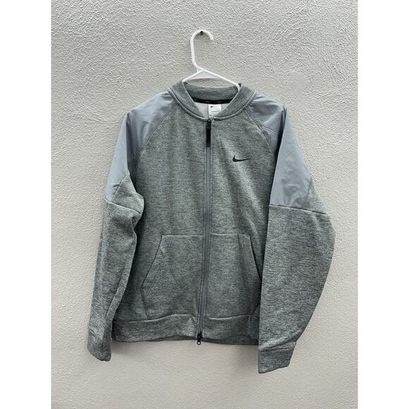 Nike Mens Bomber Jacket Size Medium Therma-FIT Gray Full Zip Training Jacket - Picture 1 of 11